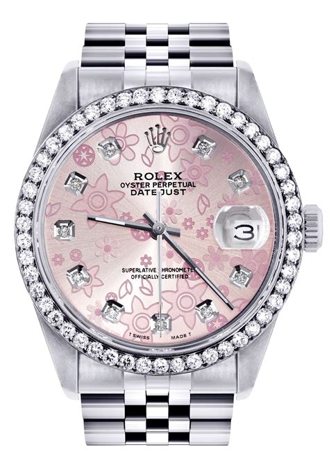 rolex floral pink|pink Rolex for women.